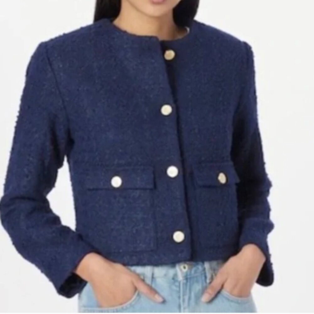 Abercrombie Woman's Collarless Tweed Lady Jacket